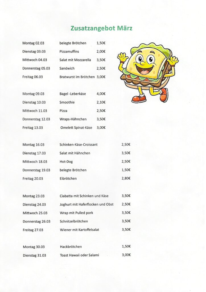 Illustration &ndash; Snackangebot des Essensanbieters – Grundschule an der Weinau