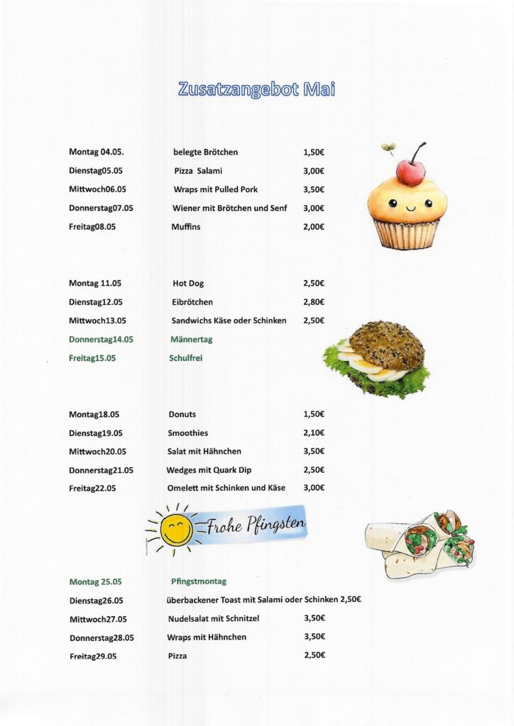 Illustration &ndash; Snackangebot des Essensanbieters – Grundschule an der Weinau