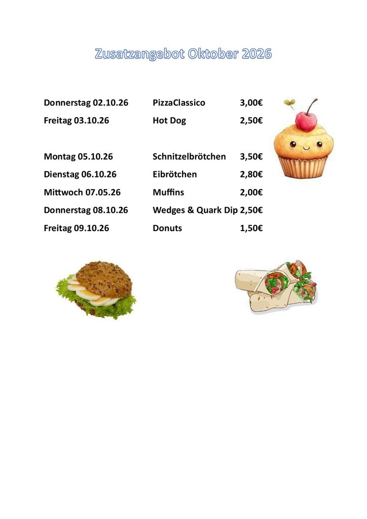 Bildmaterial &ndash; Snackangebot des Essensanbieters – Grundschule an der Weinau